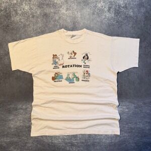 Vintage Funny Healthcare Medical Rotation Graphic T-Shirt Mens XL White 90s USA